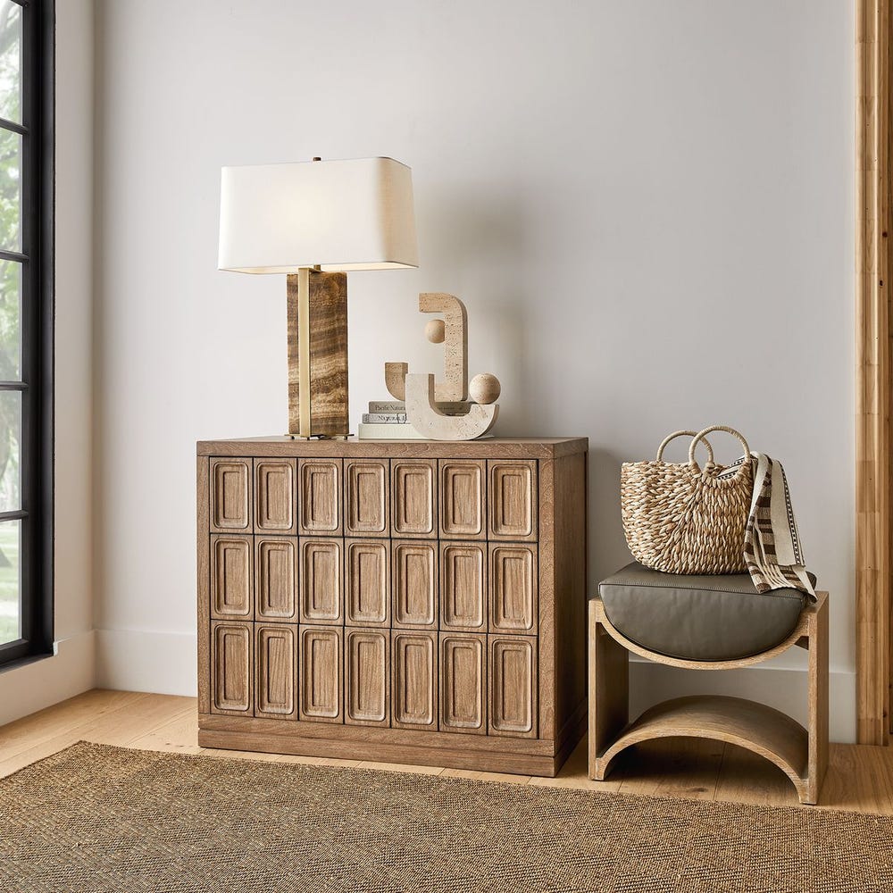 GREY LEATHER CRADLE BENCH