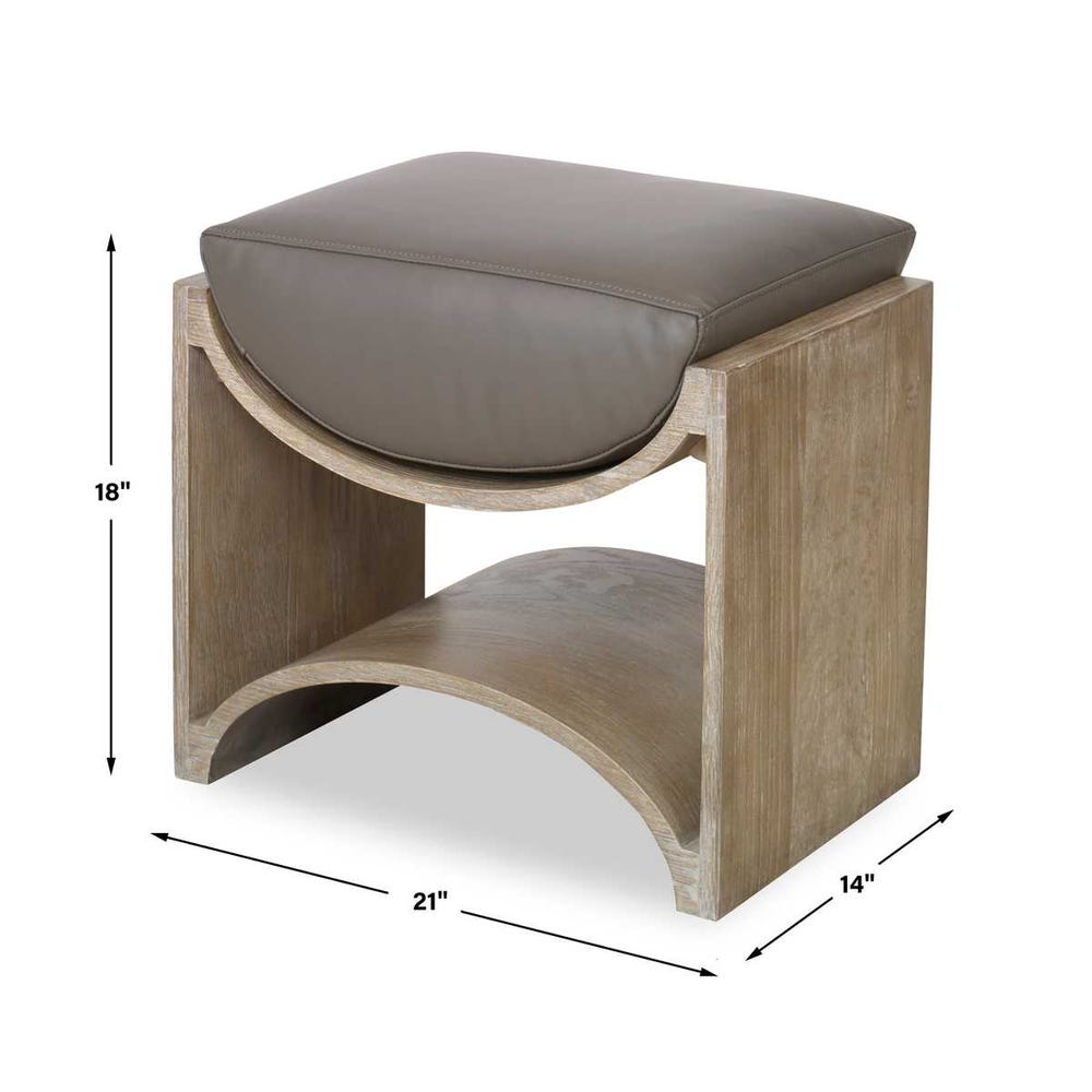GREY LEATHER CRADLE BENCH