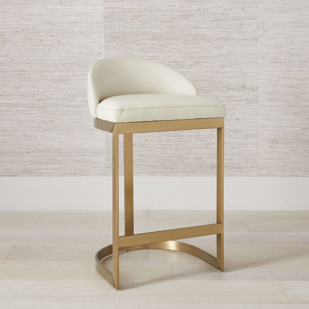 CREAM LEATHER COUNTER STOOL
