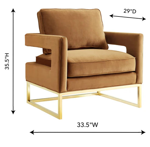 AVRY COGNAC VELVET CHAIR