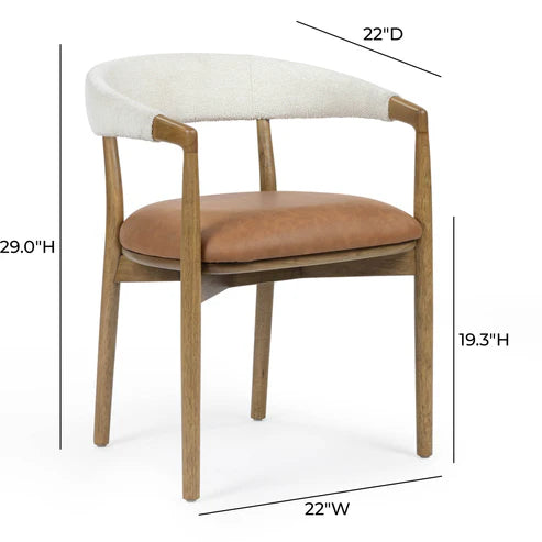 VENICE COGNAC VEGAN LEATHER DINING CHAIR