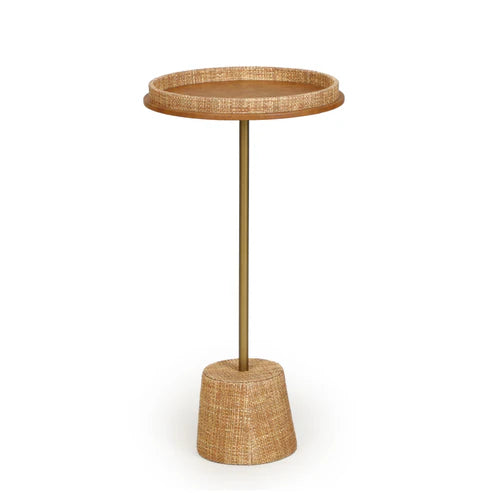 WOVEN NATURAL RAFFIA CONTRACT GRADE SIDE TABLE