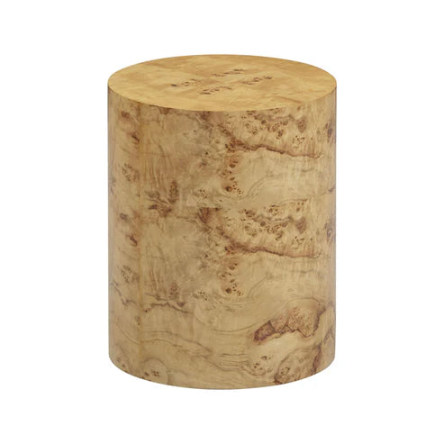 NATURAL BURL DRUM SIDE TABLE