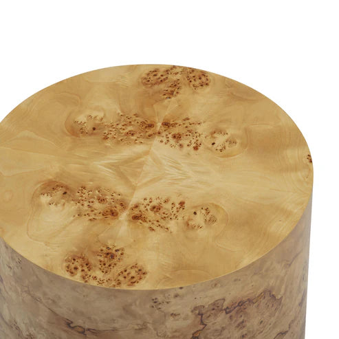 NATURAL BURL DRUM SIDE TABLE