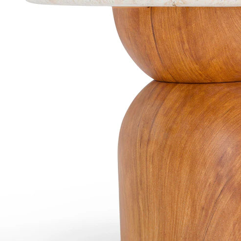 CINDY FAUX TRAVERTINE SIDE TABLE