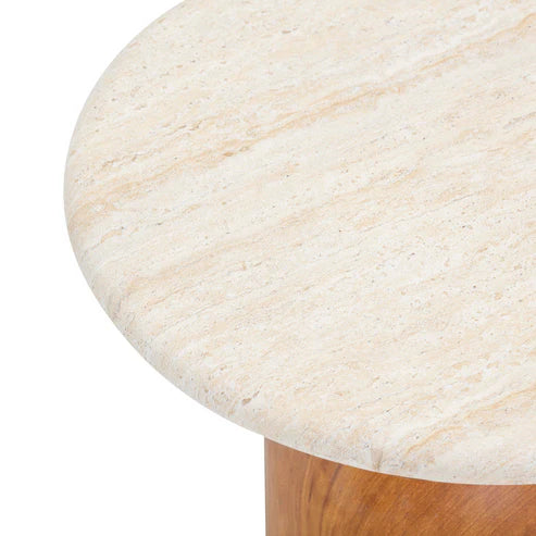 CINDY FAUX TRAVERTINE SIDE TABLE