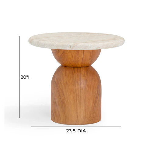 CINDY FAUX TRAVERTINE SIDE TABLE