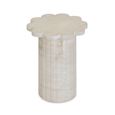 BLOSSOMS FAUX TRAVERTINE SIDE TABLE