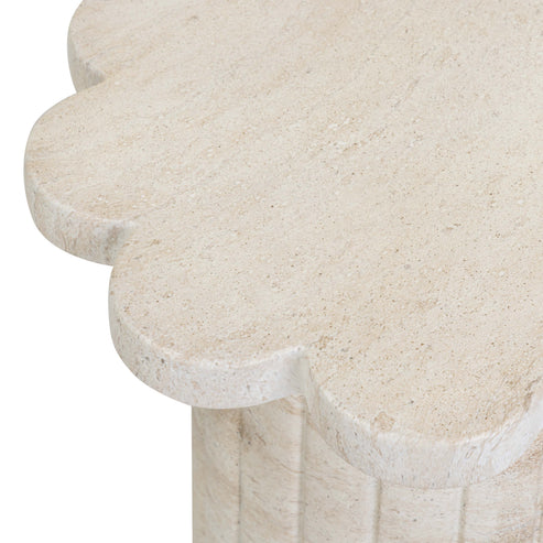BLOSSOMS FAUX TRAVERTINE SIDE TABLE