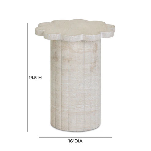 BLOSSOMS FAUX TRAVERTINE SIDE TABLE