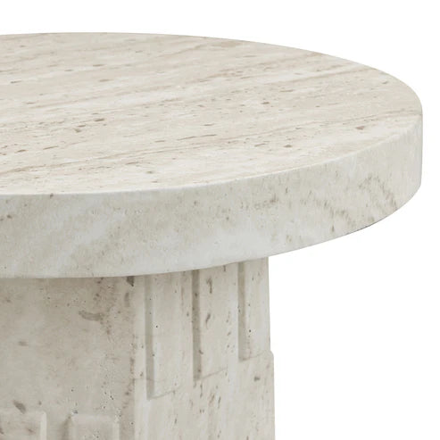 ATLAS FAUX TRAVERTINE SIDE TABLE