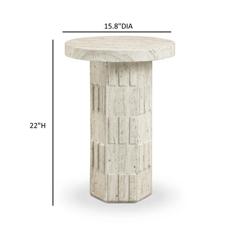 ATLAS FAUX TRAVERTINE SIDE TABLE