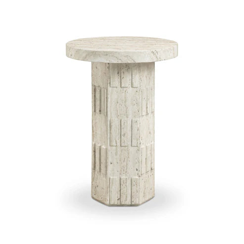 ATLAS FAUX TRAVERTINE SIDE TABLE