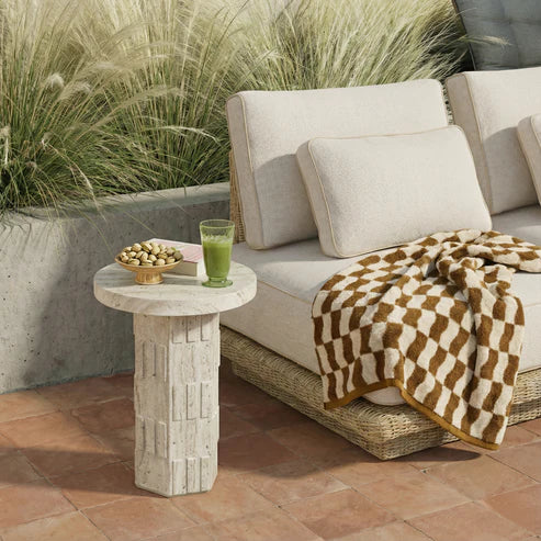 ATLAS FAUX TRAVERTINE SIDE TABLE