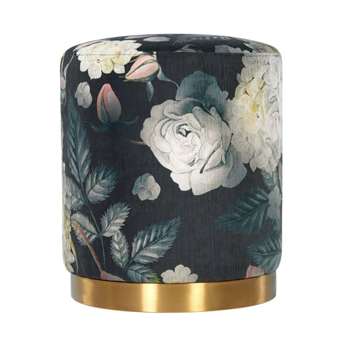 OPAL FLORAL VELVET OTTOMAN