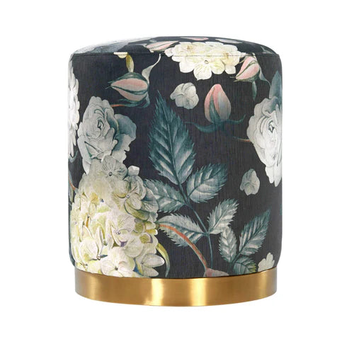 OPAL FLORAL VELVET OTTOMAN