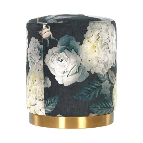 OPAL FLORAL VELVET OTTOMAN