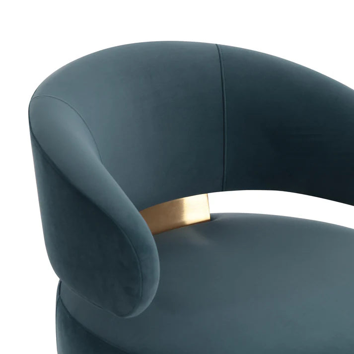 AUGUST DARK TEAL VELVET SWIVEL ACCENT CHAIR