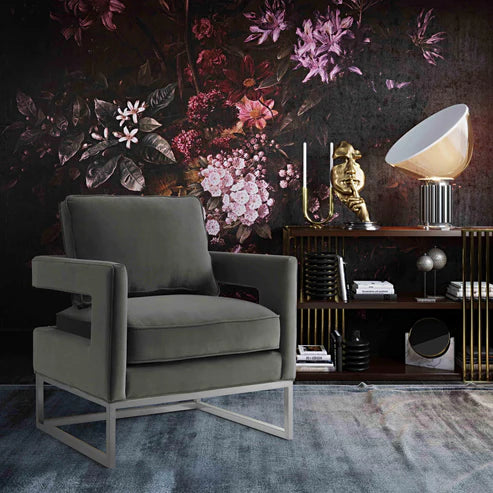 AVRY GREY VELVET CHAIR