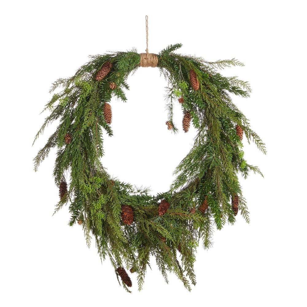 36" OVAL CEDAR/PINECONE WREATH