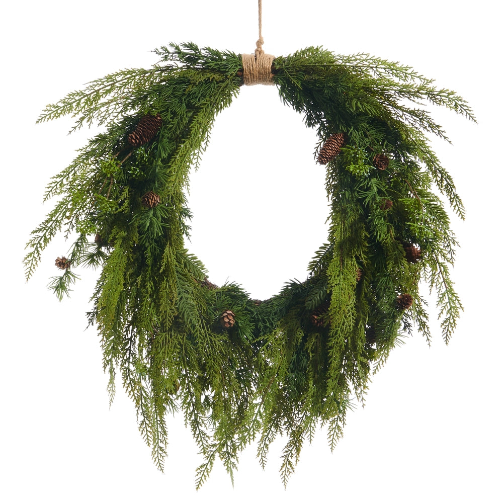 27" OVAL CEDAR/PINECONE WREATH