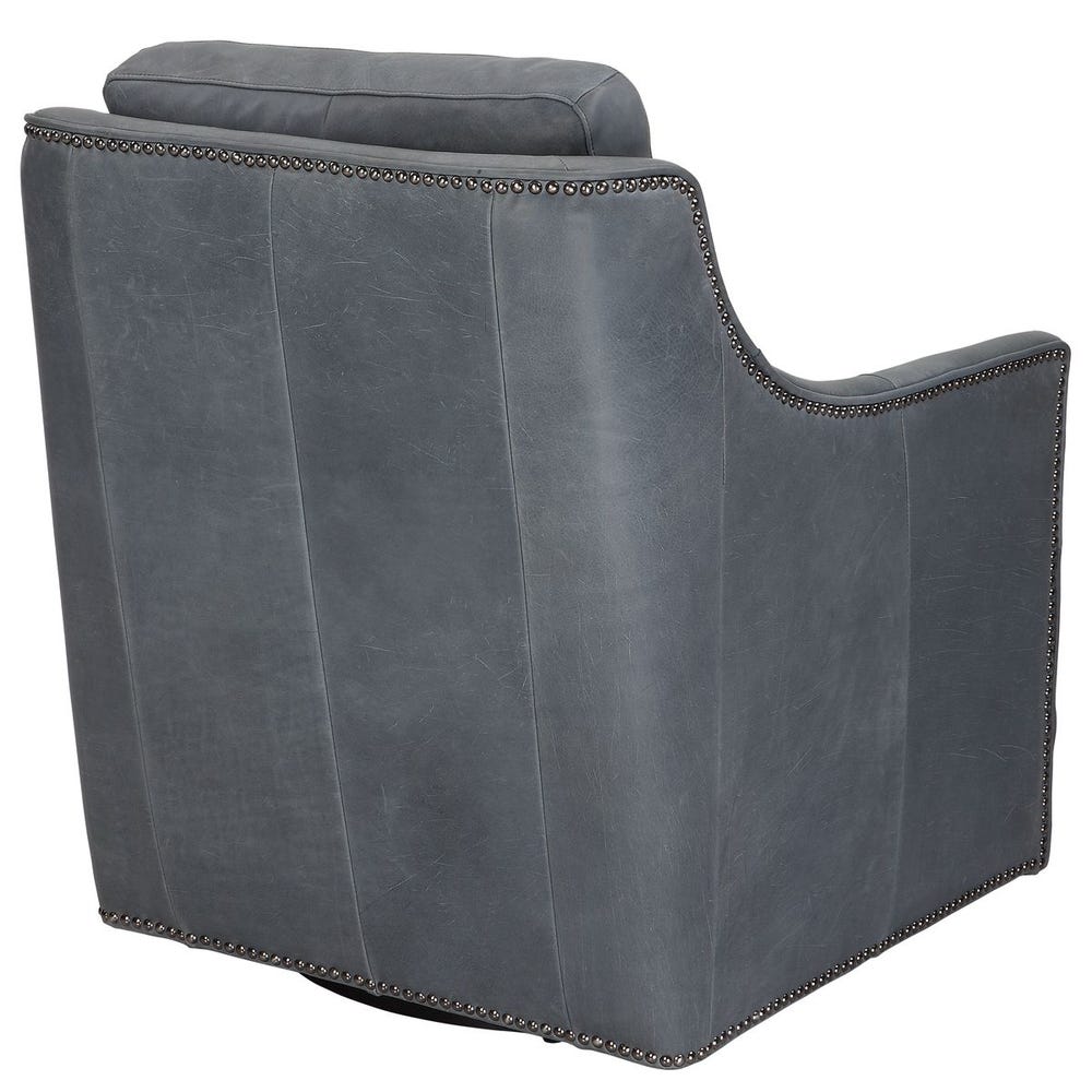 BLUE LEATHER SWIVEL CHAIR