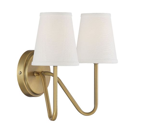 2-LIGHT NATURAL BRASS SCONCE